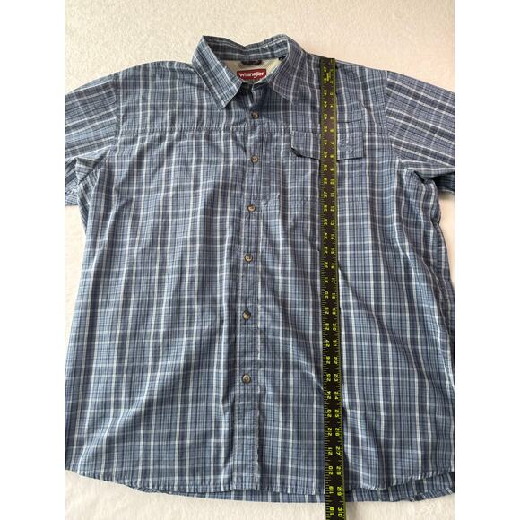 Wrangler Originals Short Sleeve Shirt Size XL Plaid Zip Pocket Fly Fishing Top - Picture 8 of 9